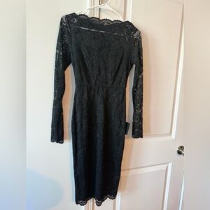 Lulu's Black Lace Long Sleeve Dress Size XS, never worn with tag
